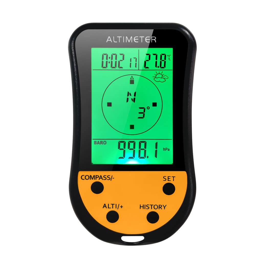 wohobr Altímetro Digital Eletrônico 8 Em 1 Multifuncional LCD Backlight Mini Barômetro Bússola Termômetro Tempo Fore