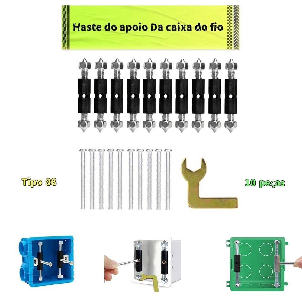 Kit de reparo de caixa de interruptor de soquete de 10 peças, reparo de caixa de soquete de interruptor tipo 86, caixa d