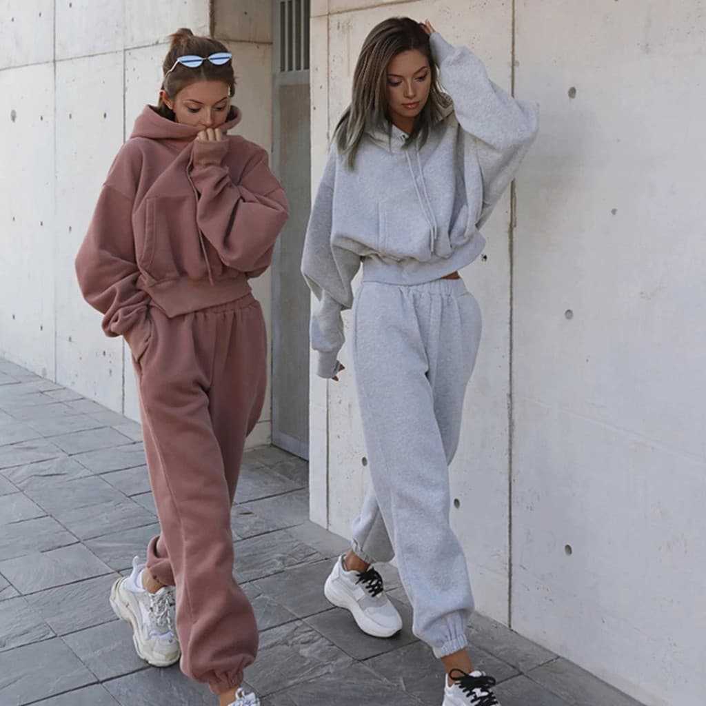 [Minjuche] Conjunto Feminino De 2 Peças , Pulôver De Manga Comprida , Moletons E Calças Jogger , De Moletom Casual De Ou