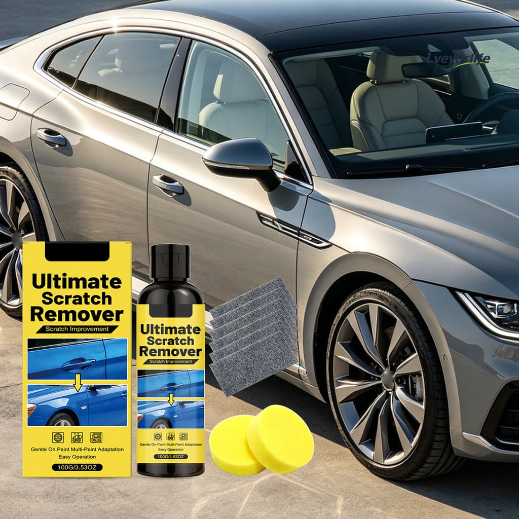 Lveyurlife 1 Conjunto Kit De Reparo De Arranhões De Carro , Removedor 100G , Esponja E Pano De Limpeza , Líquido Brilho 