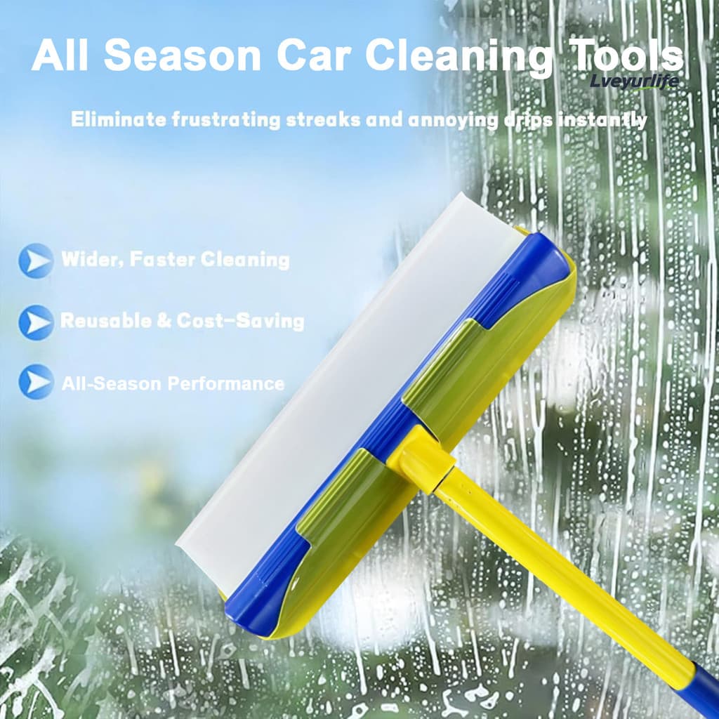 Lveyurlife Kit De Rodo De Janela De Silicone Para Limpeza De Carro , Todas As Estações , Limpador De Lâmina Aqua , Raspa