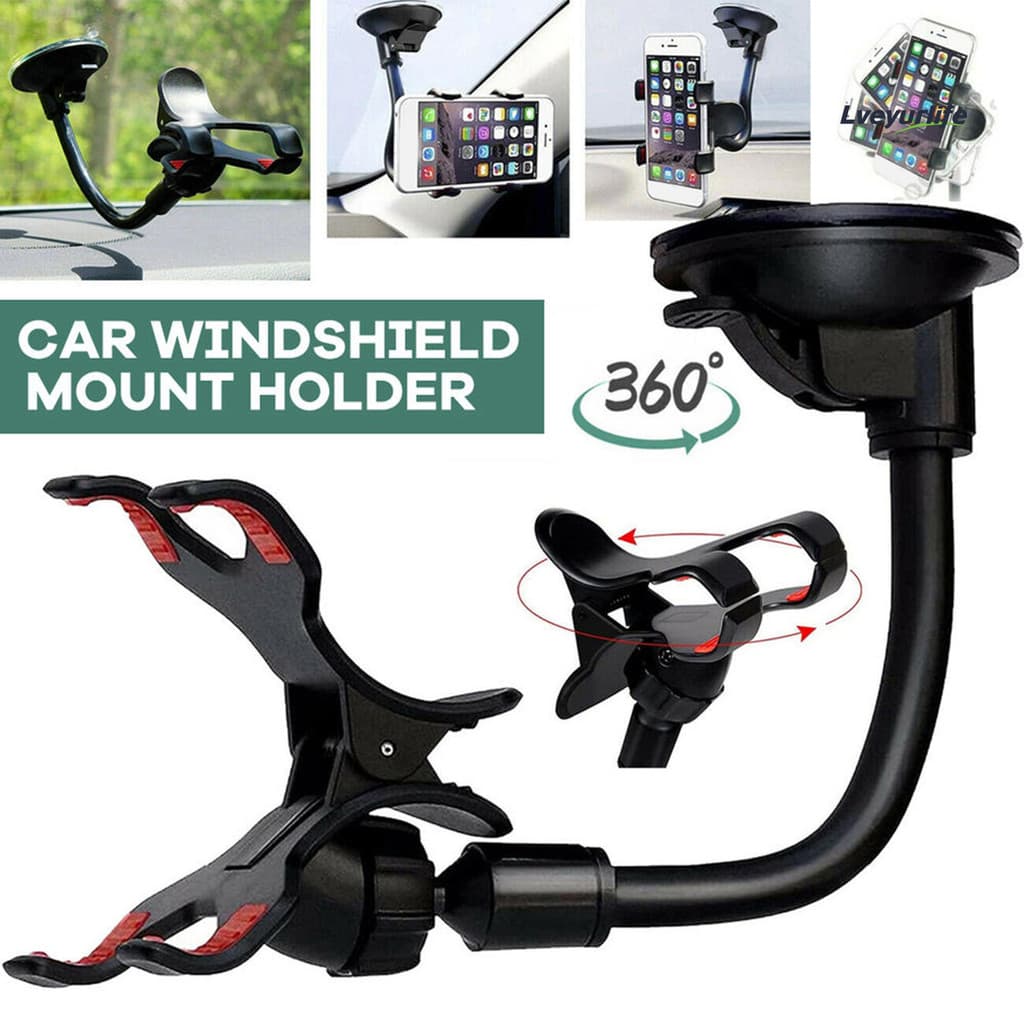 Lveyurlife Suporte Do Telefone Móvel Carro Universal Rotação De 360 Graus Clipe Duplo Montagem Pára-Brisa Celular Para D