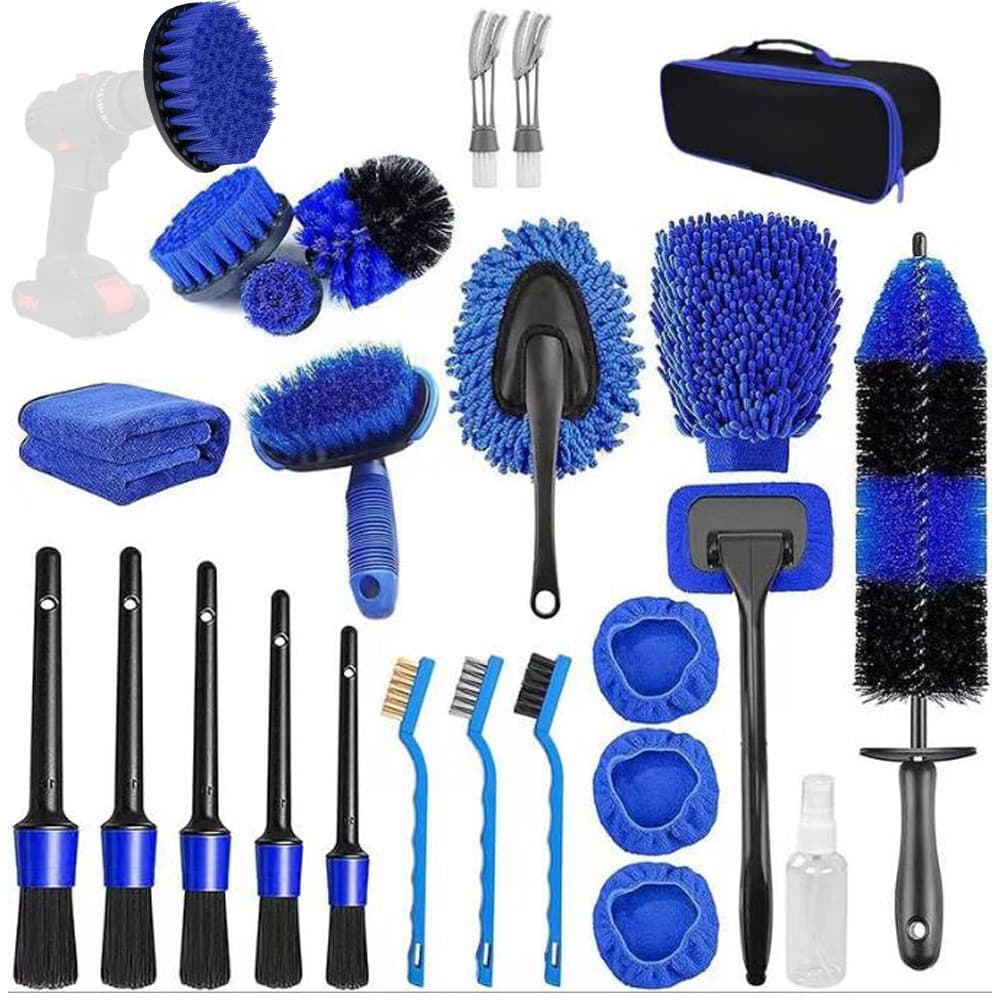 Conjunto De Escova Para Detalhamento De Carro , 25 Peças , Kit De Ferramentas De Limpeza Lavagem De Automóveis , Broca R