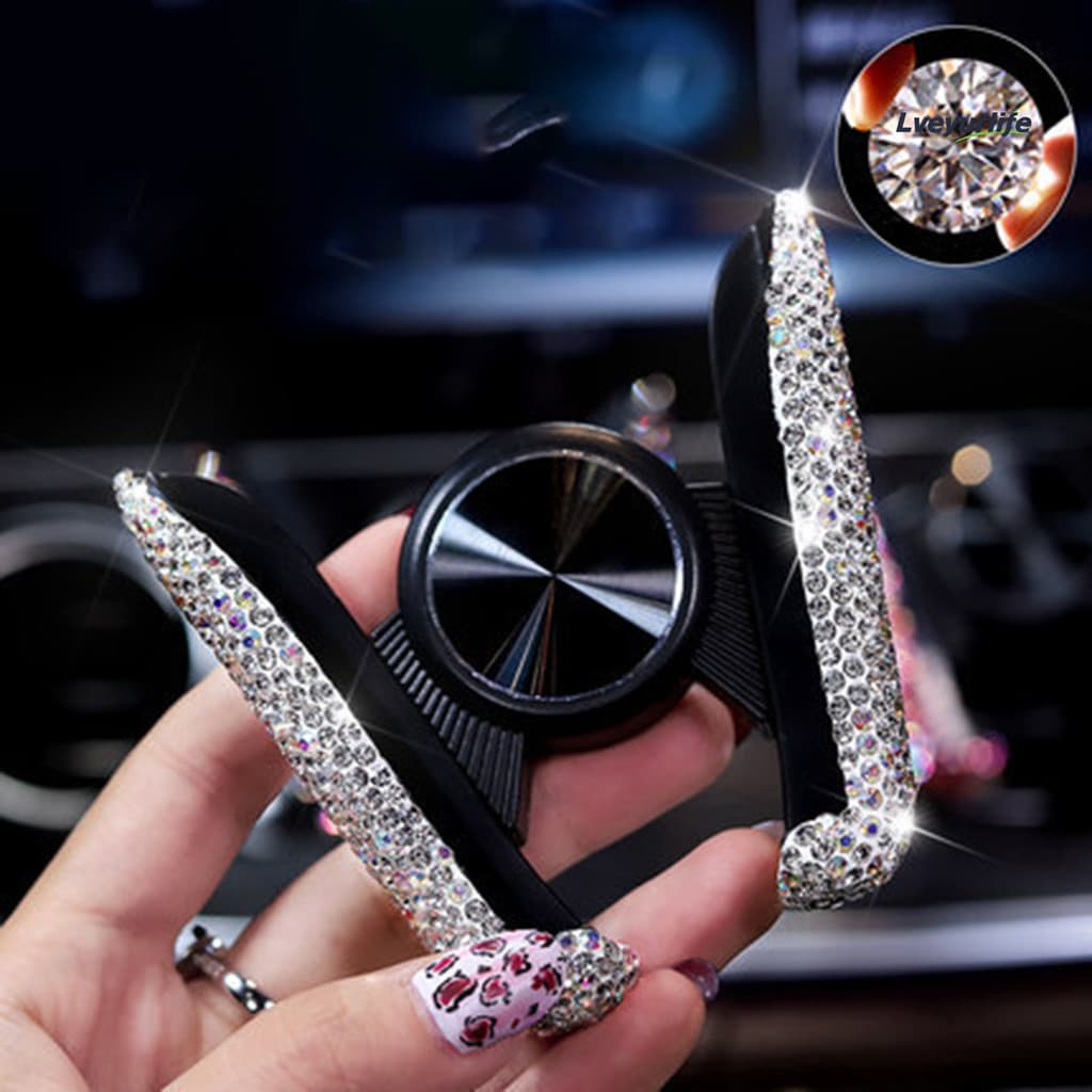 Lveyurlife Mini Flexível Estável Brilhante Strass Carro Ventilação De Ar Suporte Do Telefone