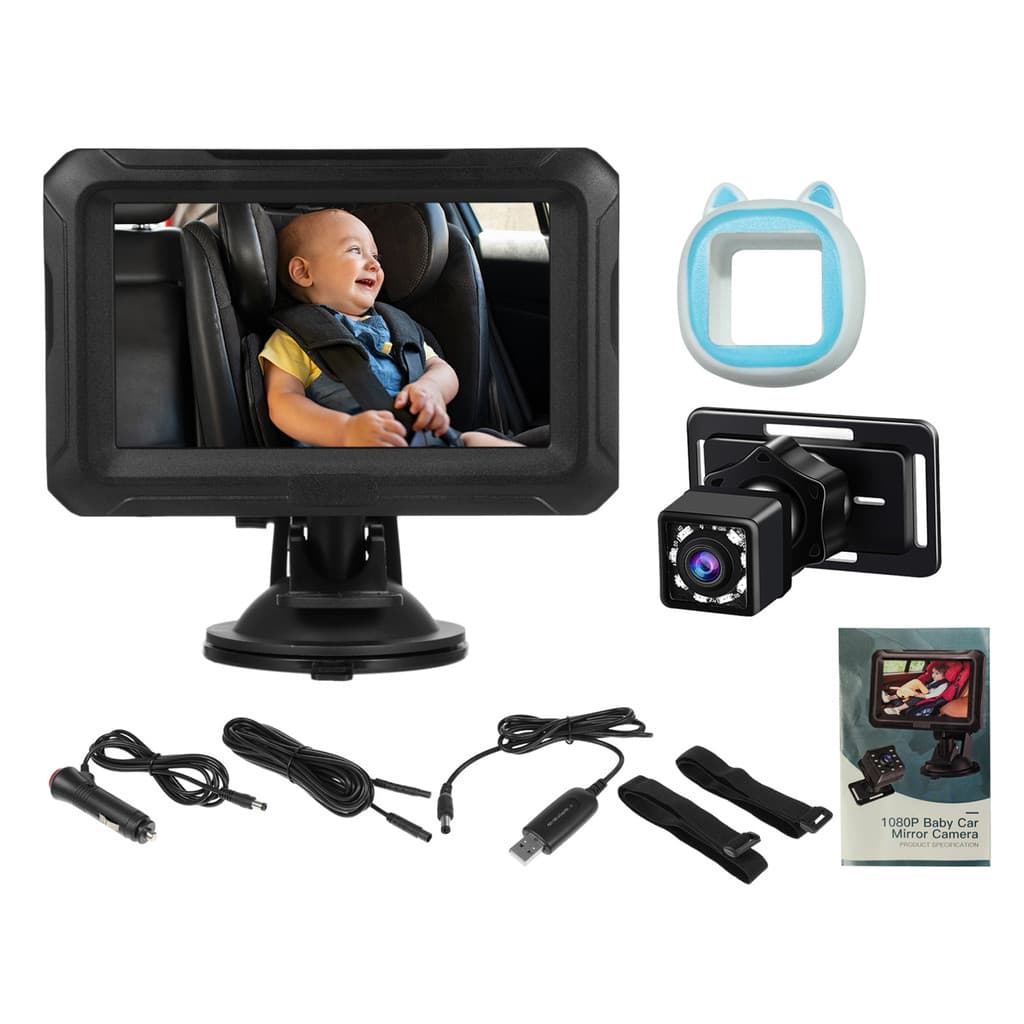 Monitor De Câmera Para Carro De Bebê De 4.3 " , Banco Traseiro 1080P Com Visão Noturna , 360 ° Rotação , Vie Larga