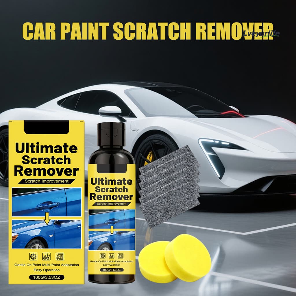 Lveyurlife 1 Conjunto Kit De Reparo De Arranhões De Carro , Removedor 100G , Esponja E Pano De Limpeza , Líquido Brilho 