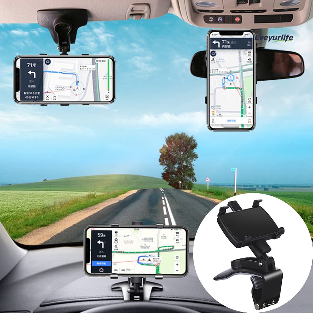 Lveyurlife Rotação De 360 Graus Painel Do Carro Espelho Retrovisor Pára-Sol Suporte Telefone Móvel