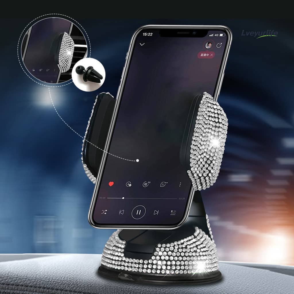Lveyurlife Suporte Para Telefone 360 Graus Giratório Ornamental Strass Painel Do Carro Celular SUV