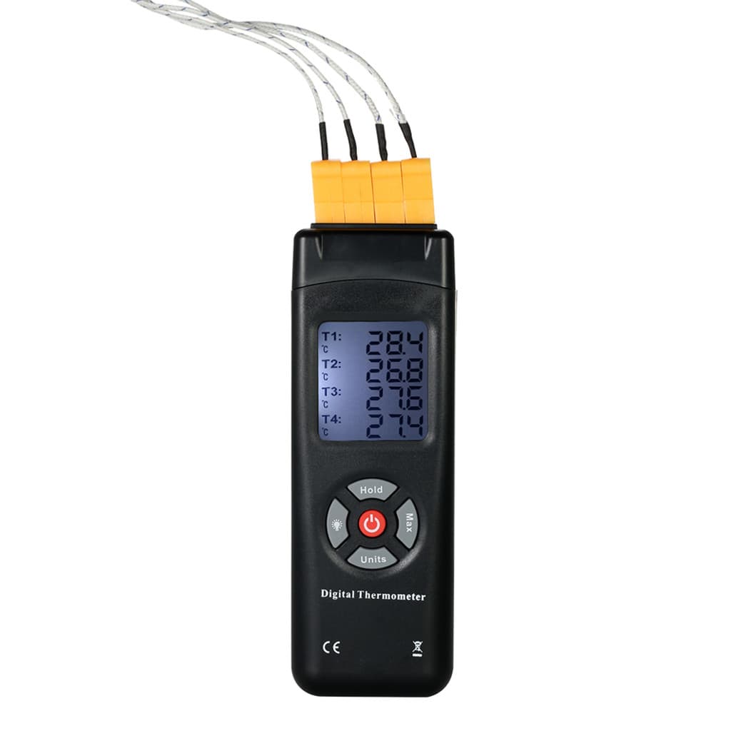 [hml1] Sensor Termopar De Termômetro LCD Digital Tipo K De 4 Canais-50 ~ 1350 ° C/- 58 2462 Função De Retenção De Dados 