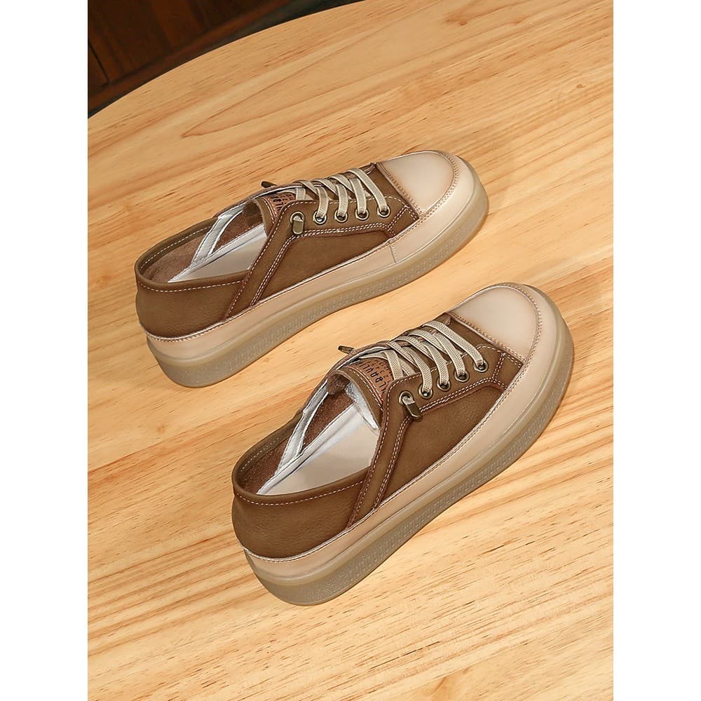 Camada superior de couro Retro sapatos femininos primavera outono novo estilo All-Match tendão de carne confortável dois