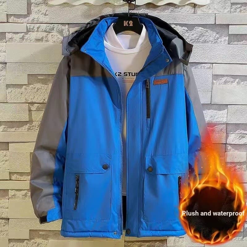 Jaqueta acolchoada masculina forro de lã engrossado jaqueta de inverno jaqueta acolchoada masculina à prova de vento imp