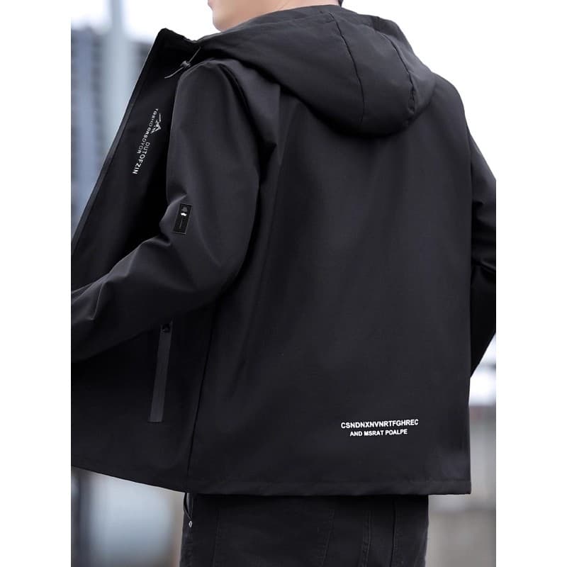 Primavera outono jaqueta masculina na moda Casual jaqueta masculina à prova de vento impermeável com capuz jaqueta fina 