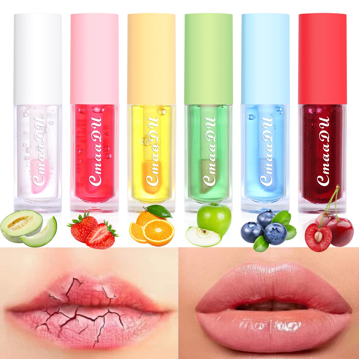 CmaaDu 6 Cores Frutas Hidratante Brilho Labial De Maquiagem Com Mudança De Cor , Copo Antiaderente À Prova D'água