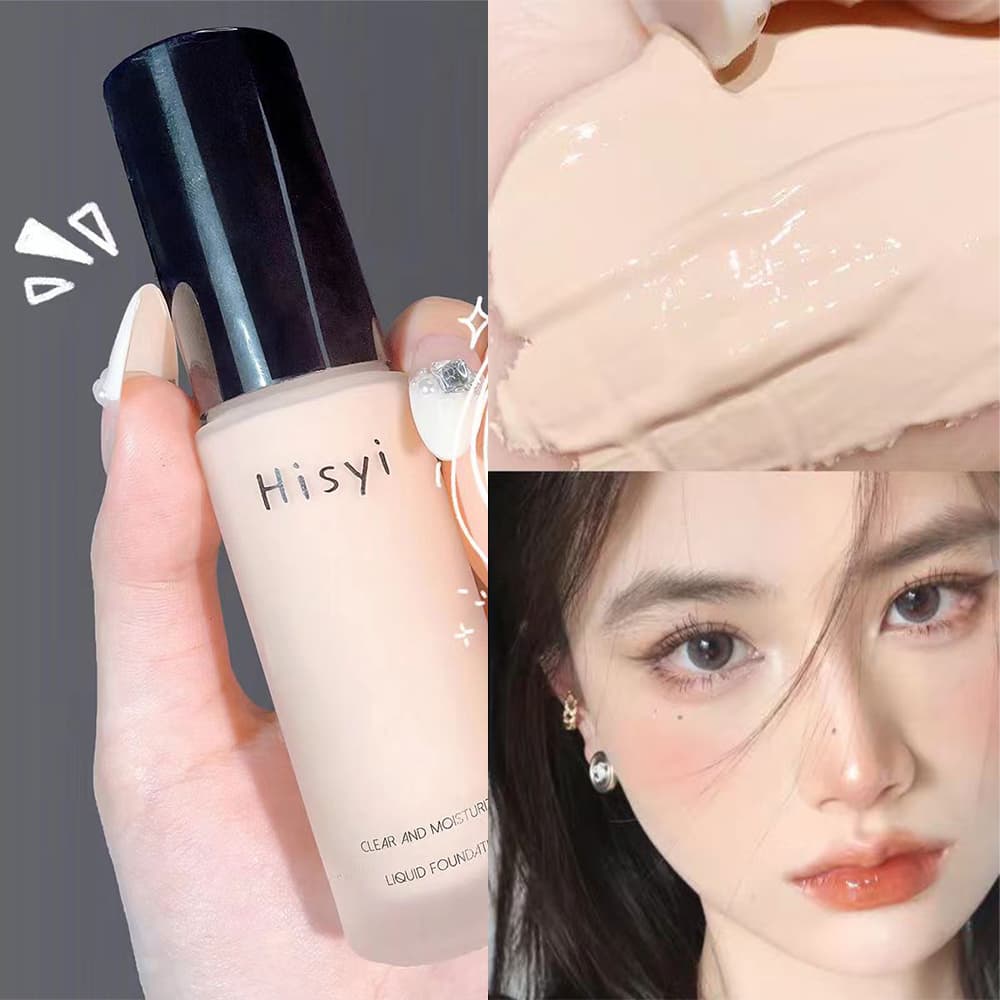 Os alunos da base líquida escondem naturalmente manchas Pó antiaderente Creme liso Sensação de luz Base cremosa transpar