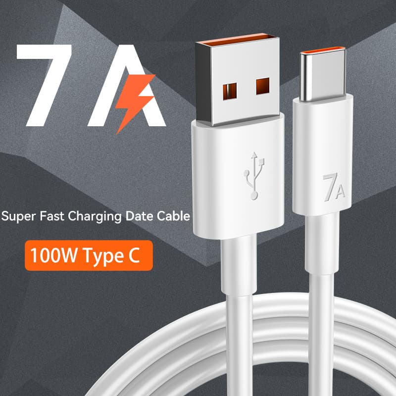  Cabo de carregamento rápido 7A Super Rápido em silicone macio USB Tipo C para Samsung Galaxy A24 A54 A14 A13 S23 S22