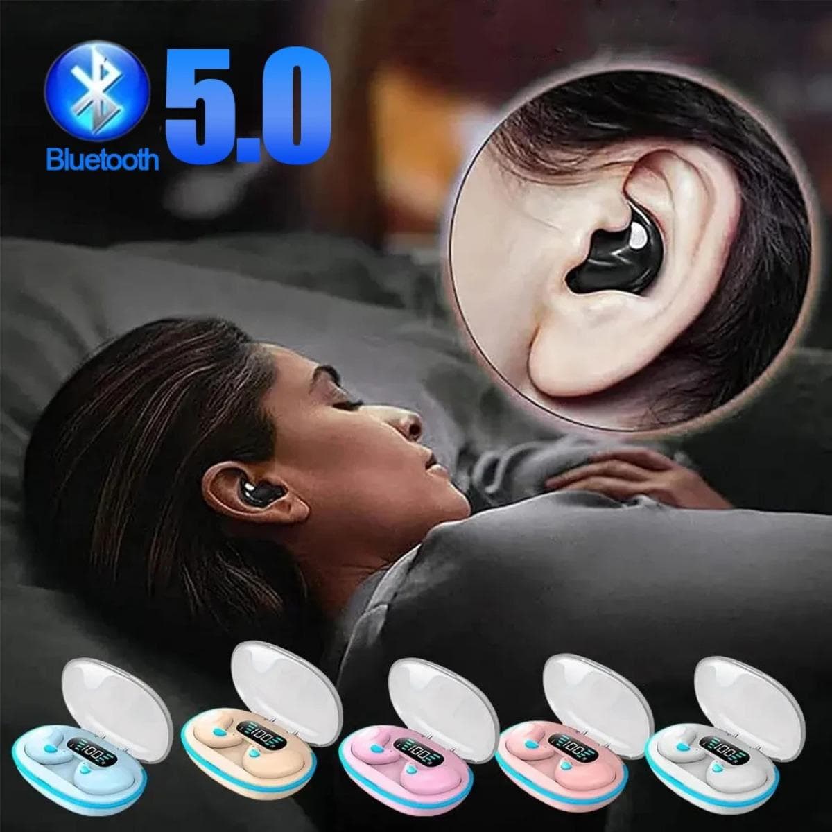 X55 Fones De Ouvido Invisíveis TWS Sem Fio Bluetooth HiFi Estéreo Com Redução De Ruído ENC À Prova D'água Longa Reproduç