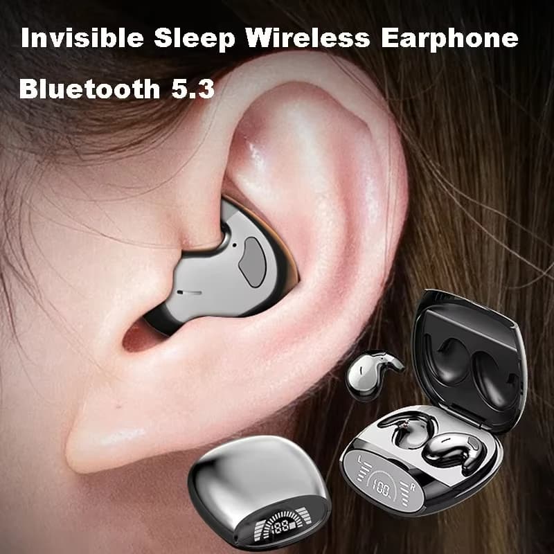 Fone De Ouvido Sem Fio Invisível Para Dormir TWS Bluetooth Fones Ocultos À Prova D'água Com Cancelamento De Ruído Esport