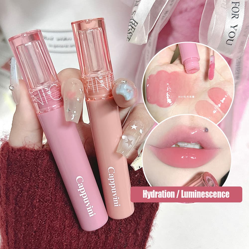 CAPPUVINI Jelly Mirror Glassy Lip Gloss – Hidratante , Textura Jam-Like , Cor Fácil , Ilumina A Tez , 6 Tons Escolha Maq