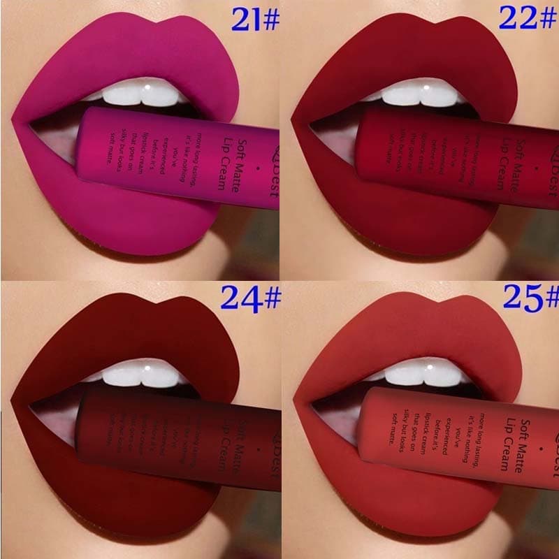 Batom Matte à Prova D'Água de Longa Duração, Não Gruda em Copos, Cor Líquida para Lábios que Não Desbota.