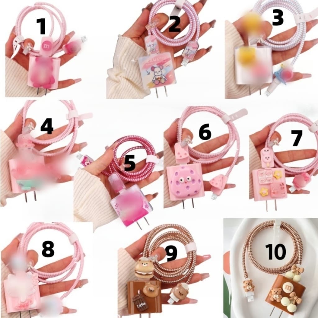  5 em 1 Fofo Protetor de Carregador de Cartoon 3D Rápido Capa Macia de TPU Compatível com Carregador de 18/20W para