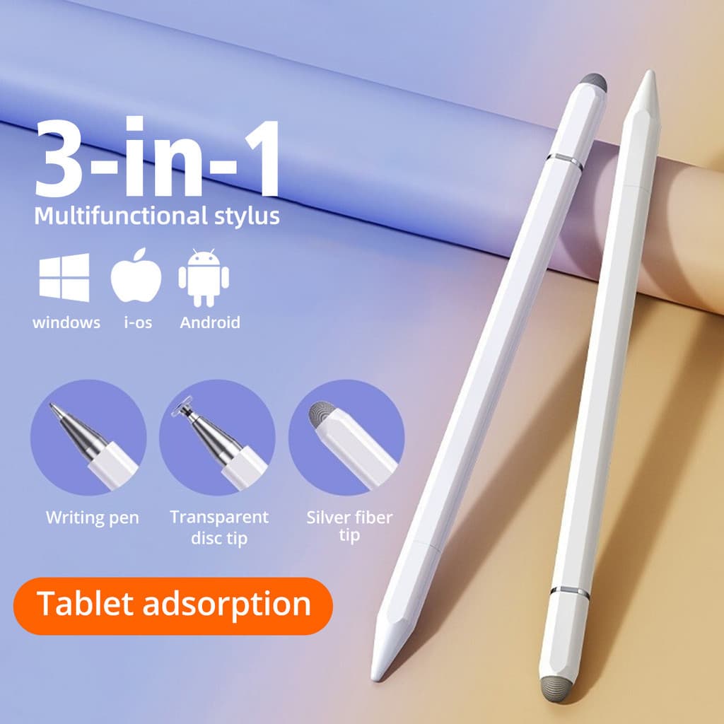 Caneta Stylus 3 em 1 - Lápis para Tela Touch Capacitiva para Android e Tablets