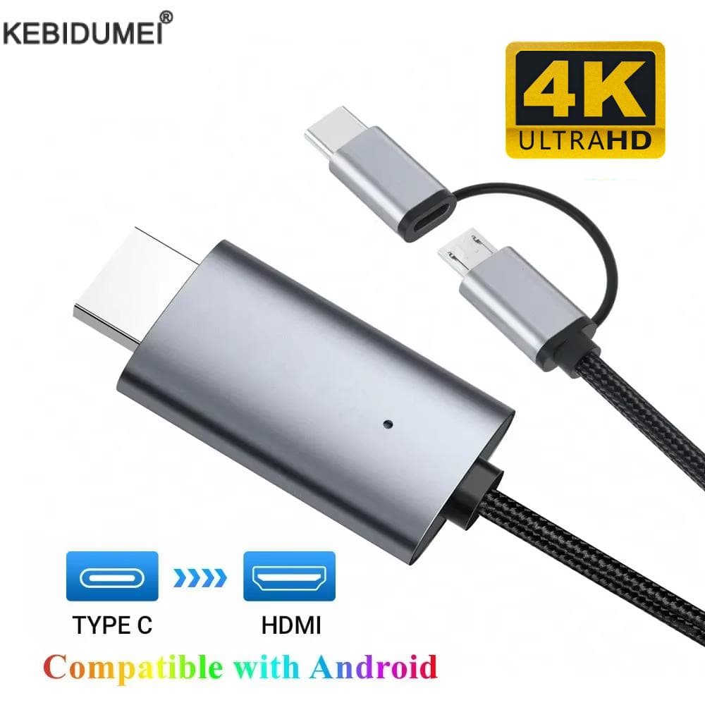  Cabo HD Tipo C/Micro USB para HDMI-Compatível, Bastão de Transmissão de TV para Android Telefone/Tablet para TV