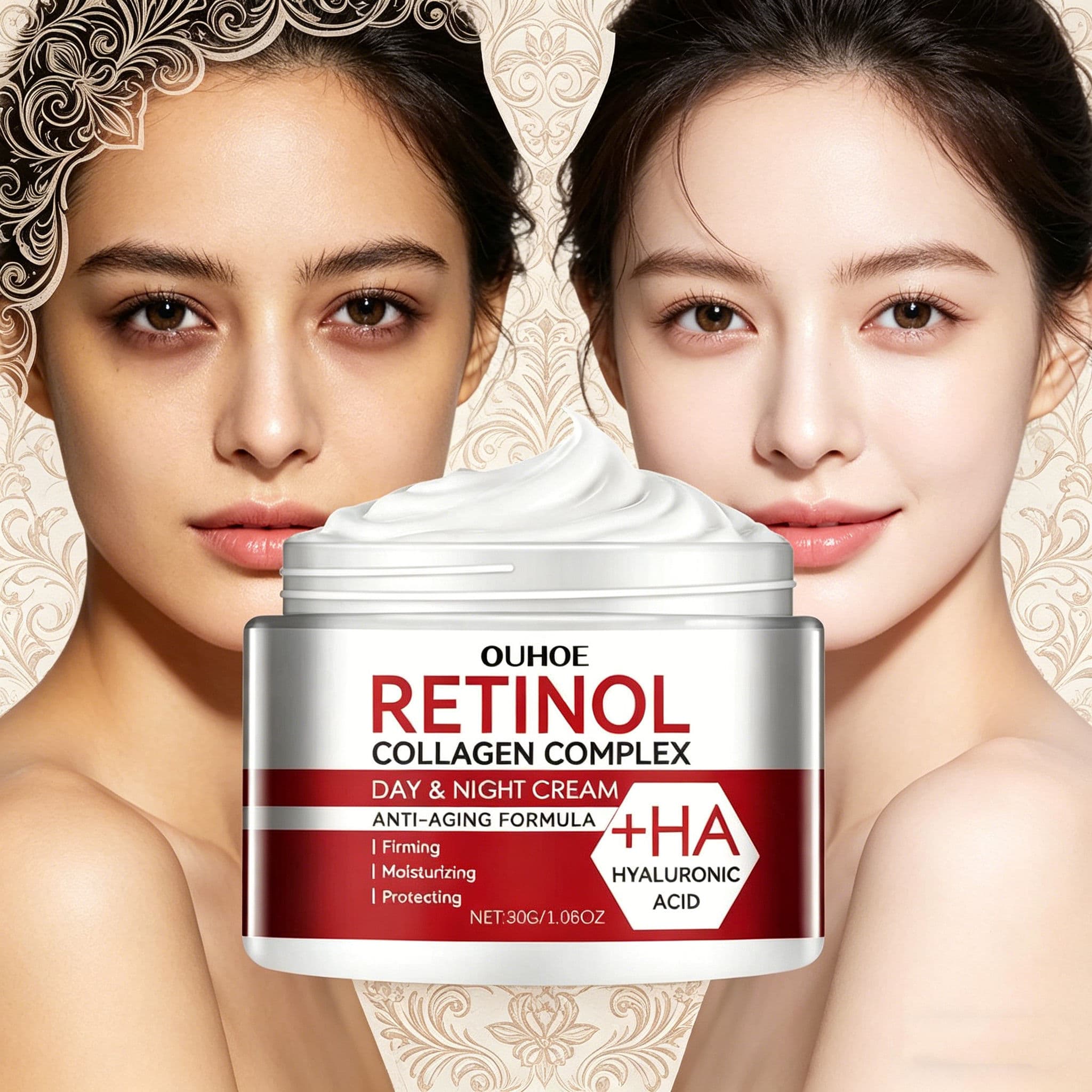  Creme Facial Hidratante e Clareador com Retinol, Anti-idade, Manteiga de Karité Pura, Orgânico