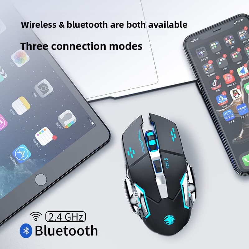 Mouse Gamer Sem Fio Bluetooth EWEADN, Recarregável, Silencioso, RGB, Dual Mode