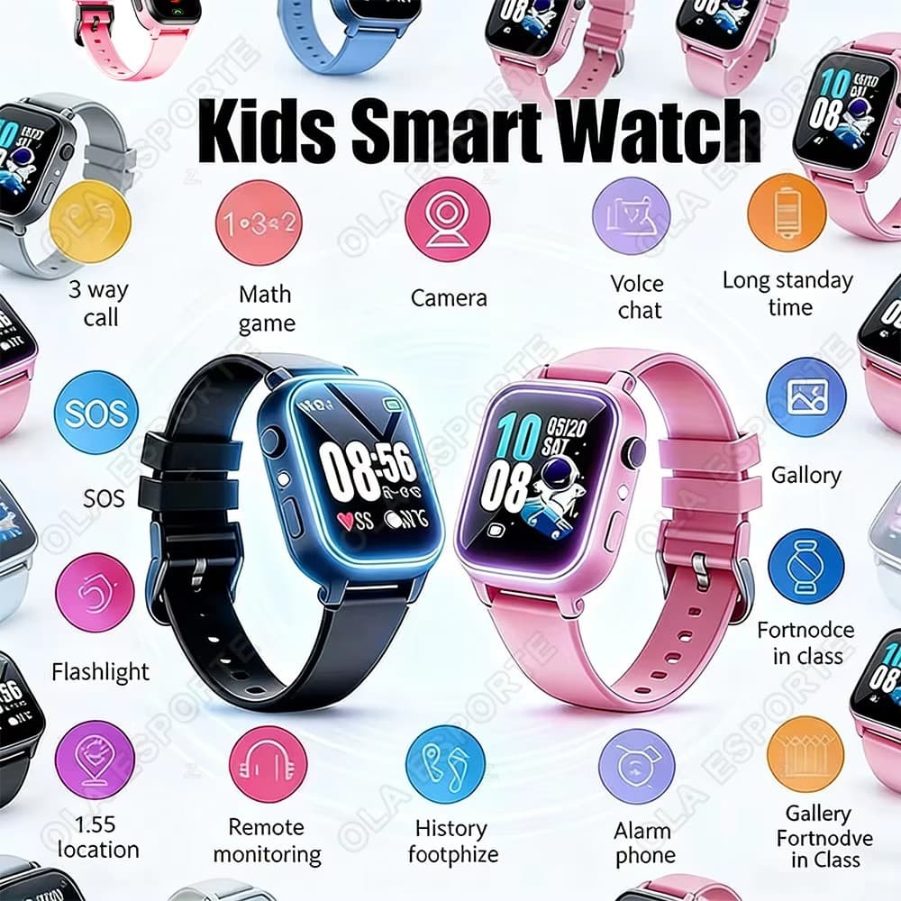  Cartão SIM Infantil Chamada Relógio Inteligente SOS GPS Localização Rastreador Smartwatch HD Câmera Relógio Impermeável