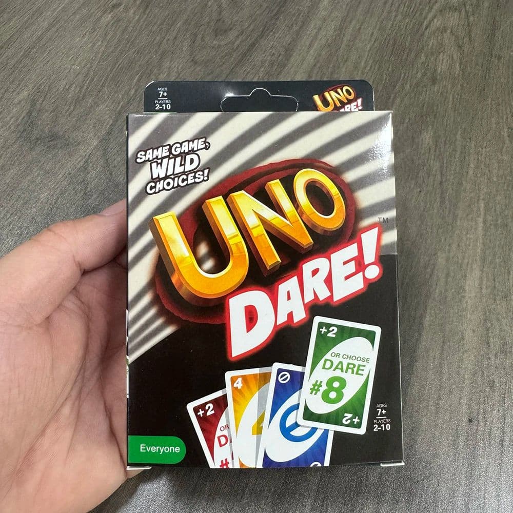 Jogo de Cartas Mattel Games UNO DARE, Jogo de Festa em Família Multiplayer, Coleção de Cartas Clássicas, Presente de
