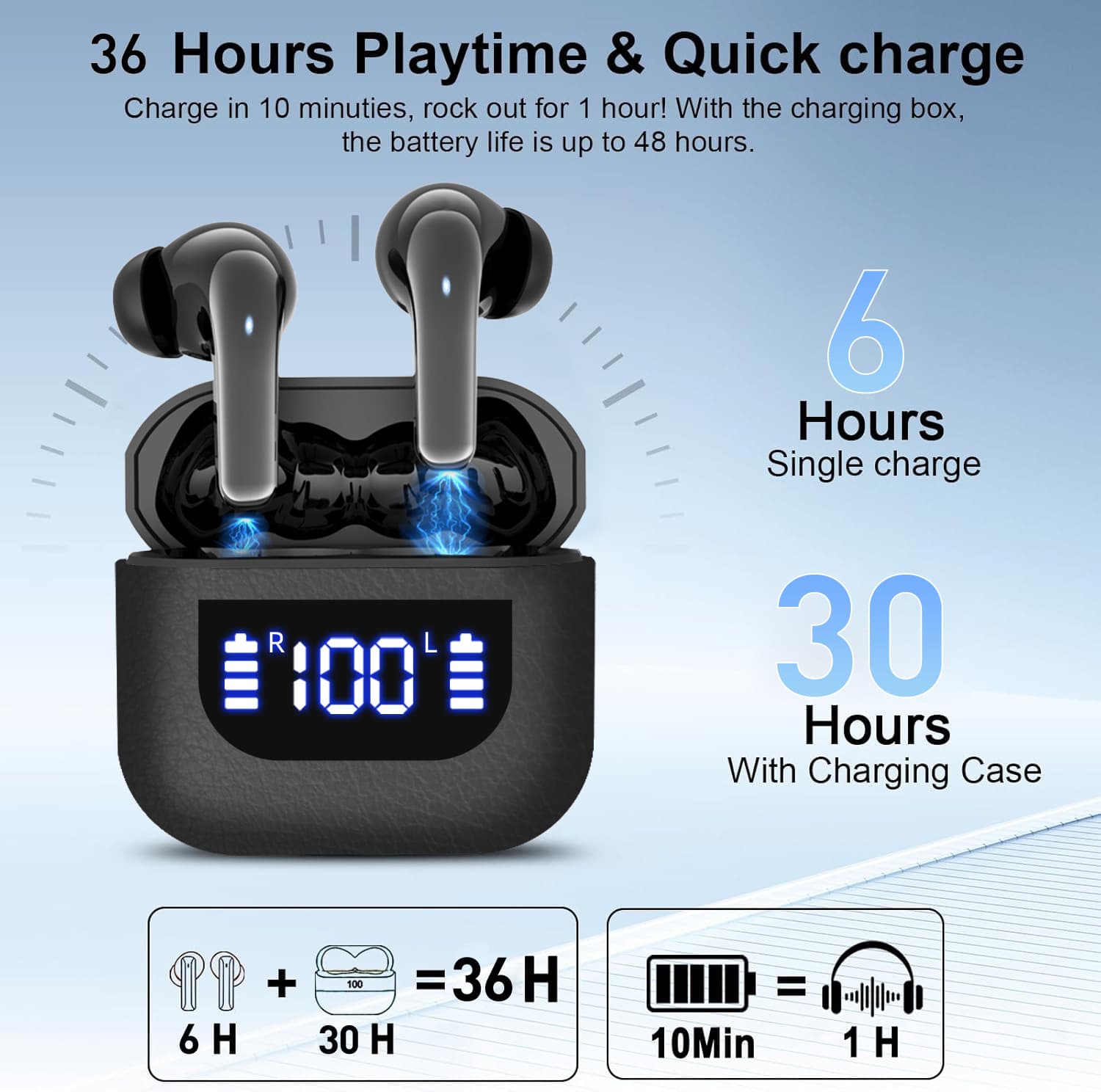  Fones de ouvido K07 Bluetooth sem fio, graves potentes, fones de ouvido com cancelamento de ruído, fone de ouvido para