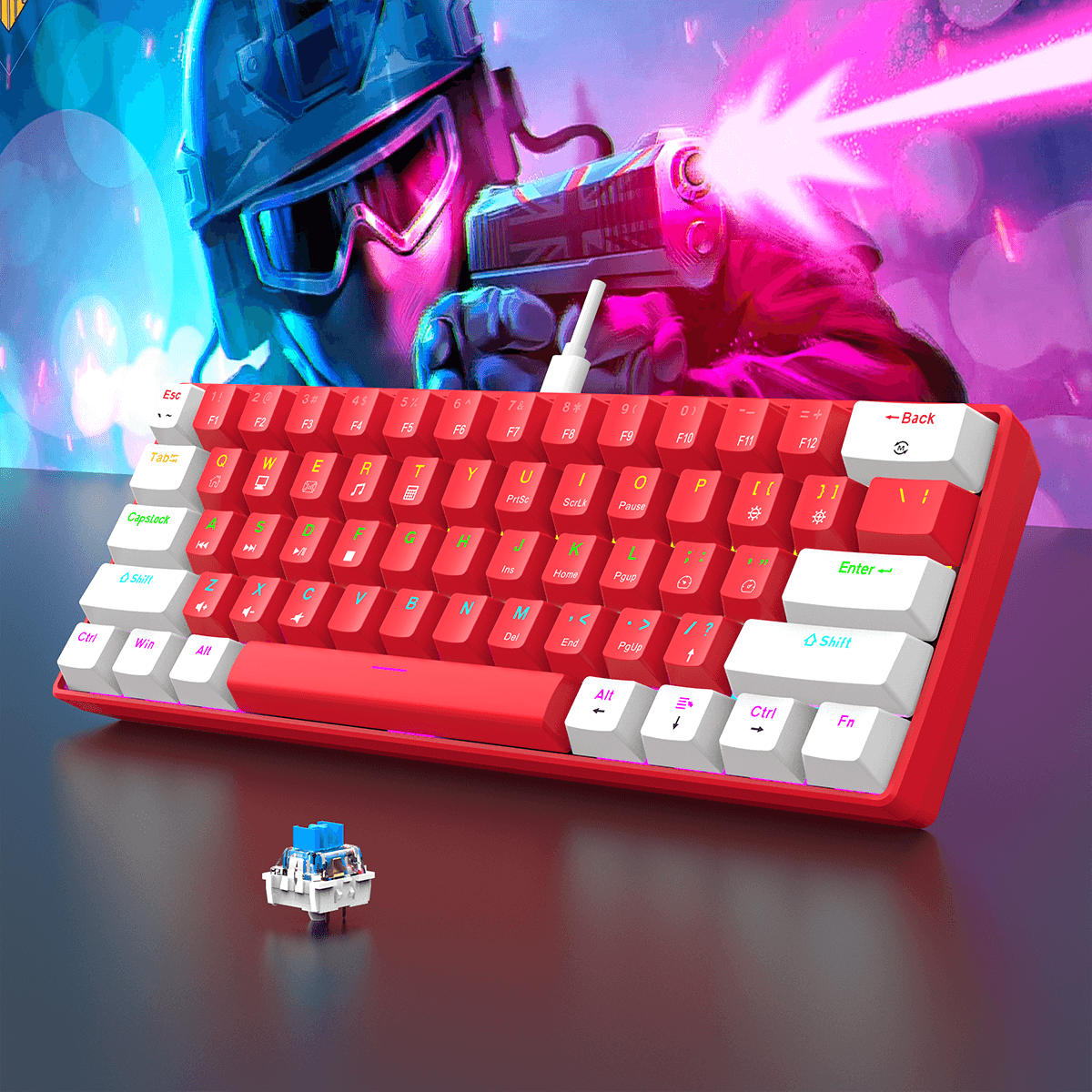  Teclado Mecânico Compacto e Portátil Mini Teclado para Laptop, PC e Tablet