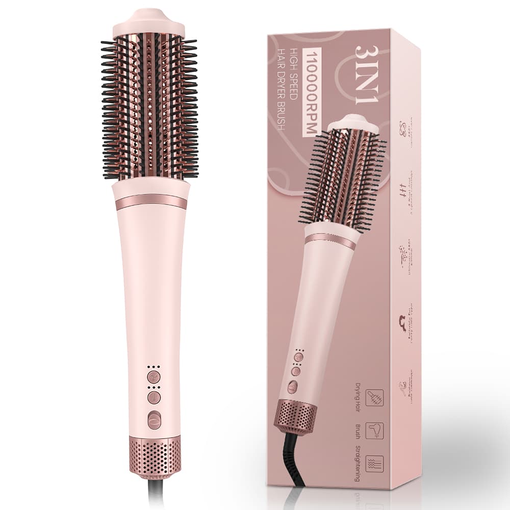 Escova de Ar Quente Profissional 3 em 1 com Íons Negativos, Secador de Cabelo de Alta Velocidade, Modelador de Volume,