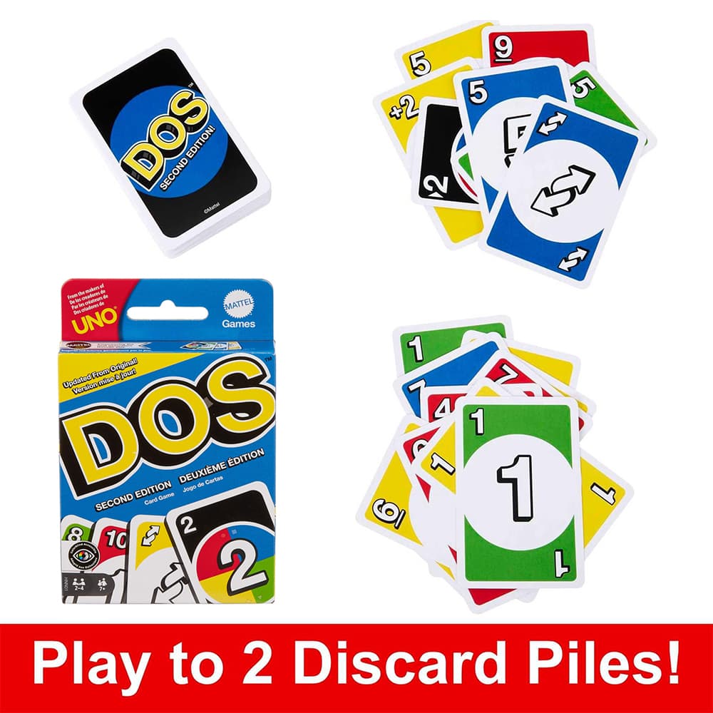 Jogo de Cartas Mattel DOS, Segunda Edição, o Clássico Jogo de Cartas UNO para Família, Jogo de Festa para 2-4 Jogadores,