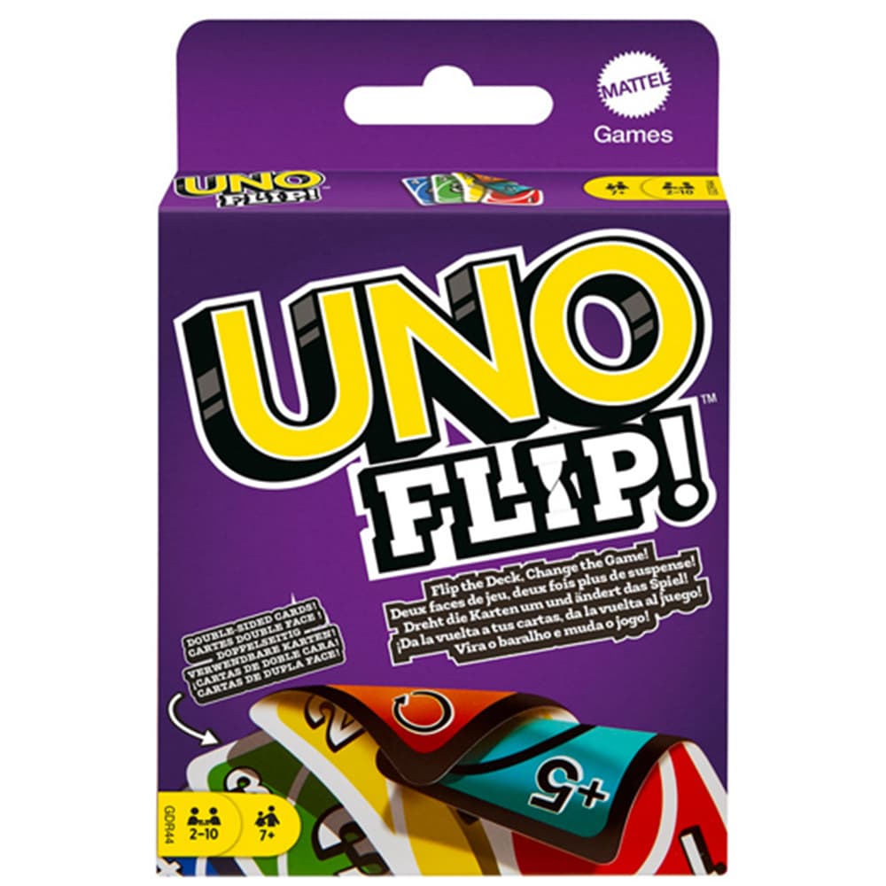 Jogo de Cartas UNO Flip!, Baralho de Dois Lados Mattel com Lados Dia & Noite, Jogo de Festa para Família a partir de 7