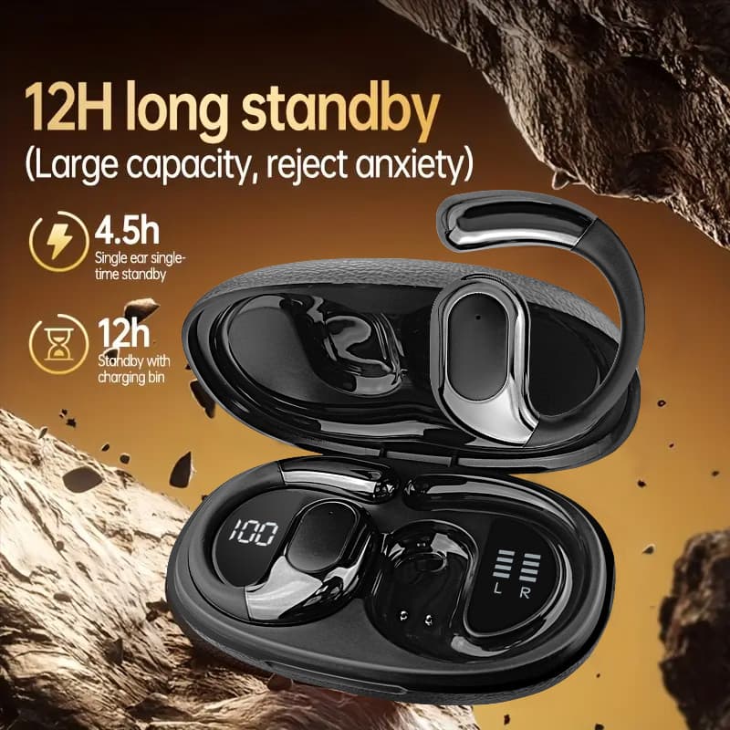 Bnixry K04 Fones de ouvido sem fio Bluetooth esportivos, fones estéreo HiFi, fone de ouvido gamer, redução de ruído,