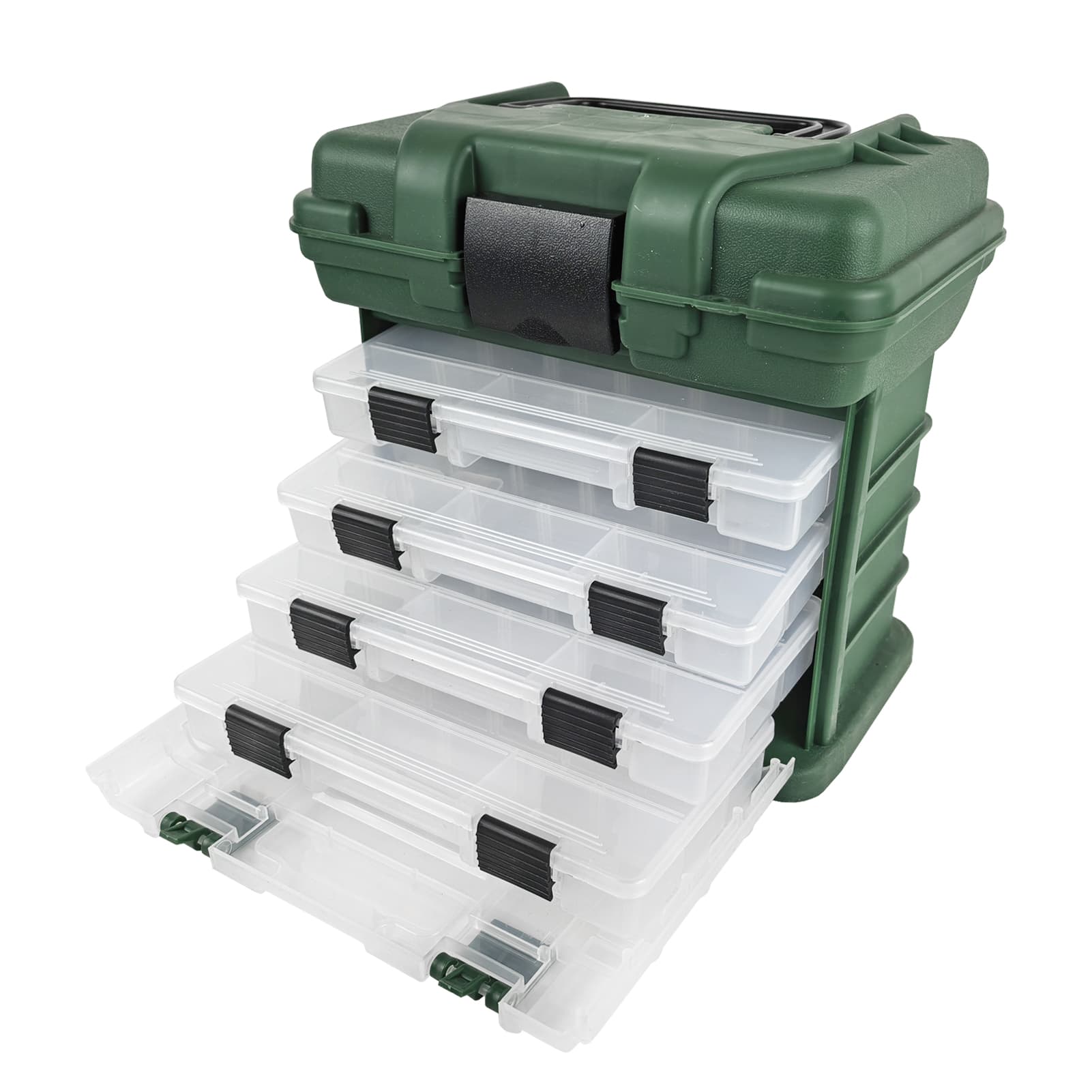 Caixa de Pesca LUREBITE, Caixa de Equipamentos de ABS Portátil de 4 Camadas, Grandes Caixas de Ferramentas com Gaveta