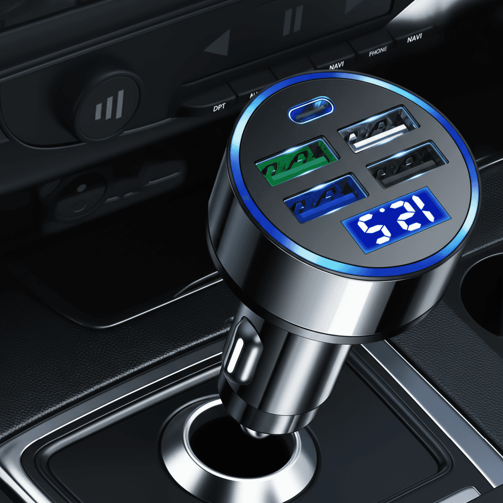  Carregador de carro USB C 5 Portas Carregador Rápido de Telefone PD QC3.0 Adaptador de Carro Tipo C para iPhone Samsung