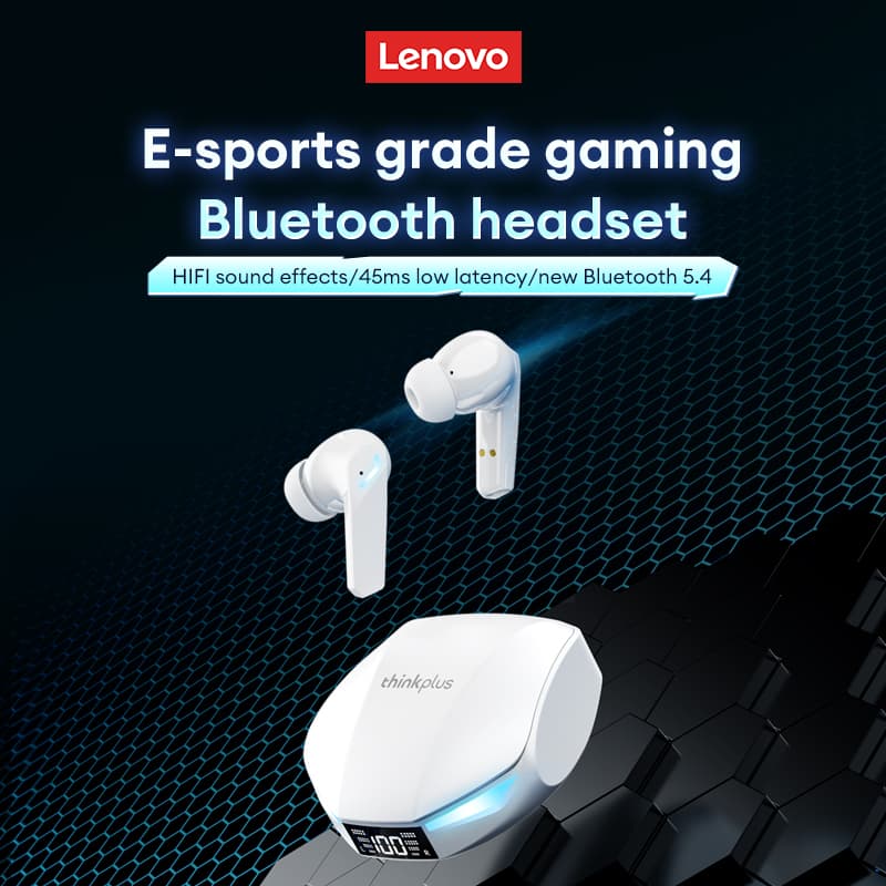  Exibição de bateria do fone de ouvido Bluetooth Lenovo XT53, som Hi-Fi, à prova d'água, Bluetooth 5.4, fones de ouvido