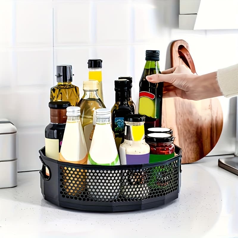 Cesto de Roupa, Cesta Organizadora para Casa, Armário de Cozinha, Organizador de Metal com Tela, Rack Giratório Multiuso