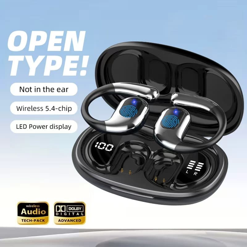Bnixry K04 Fones de ouvido sem fio, graves profundos, fones Bluetooth com cancelamento de ruído, fones de ouvido para
