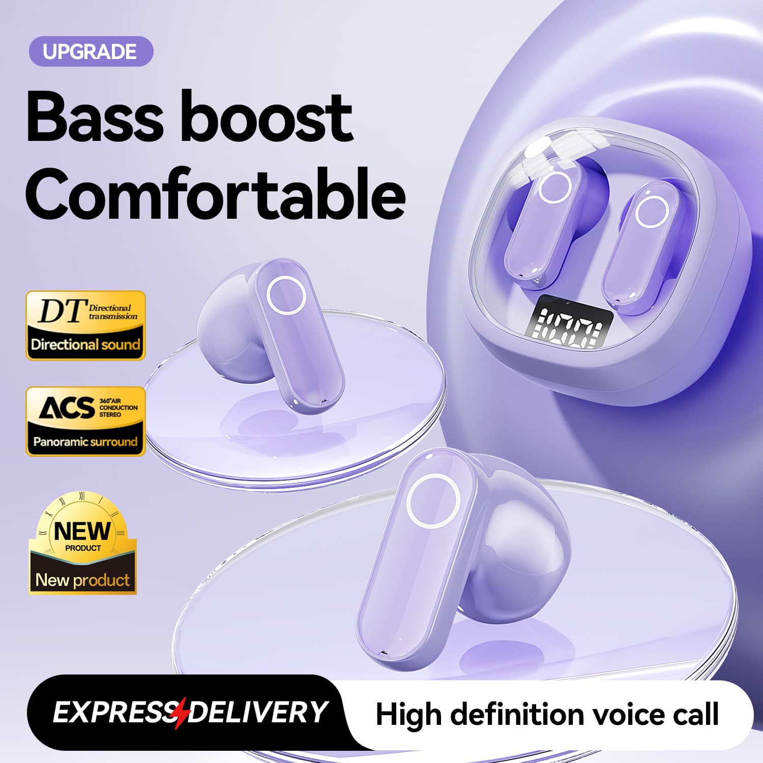 SPRISE M167 Fones de ouvido sem fio Bluetooth, fones canceladores de ruído, fone de ouvido para jogos, semi-in-ear, com