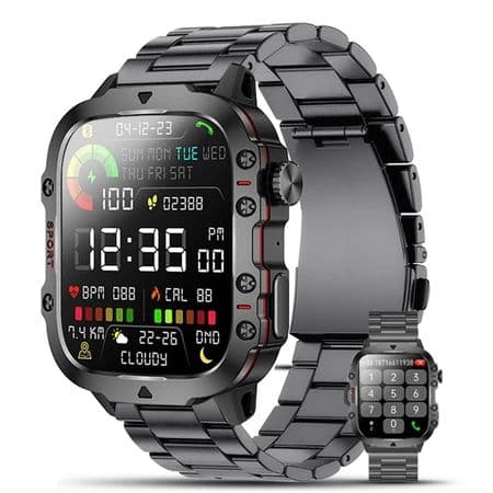 Relógio Inteligente Masculino Original, Esportivo, À Prova D'água, Preto, Aço Inoxidável, Smartwatch de Verão
