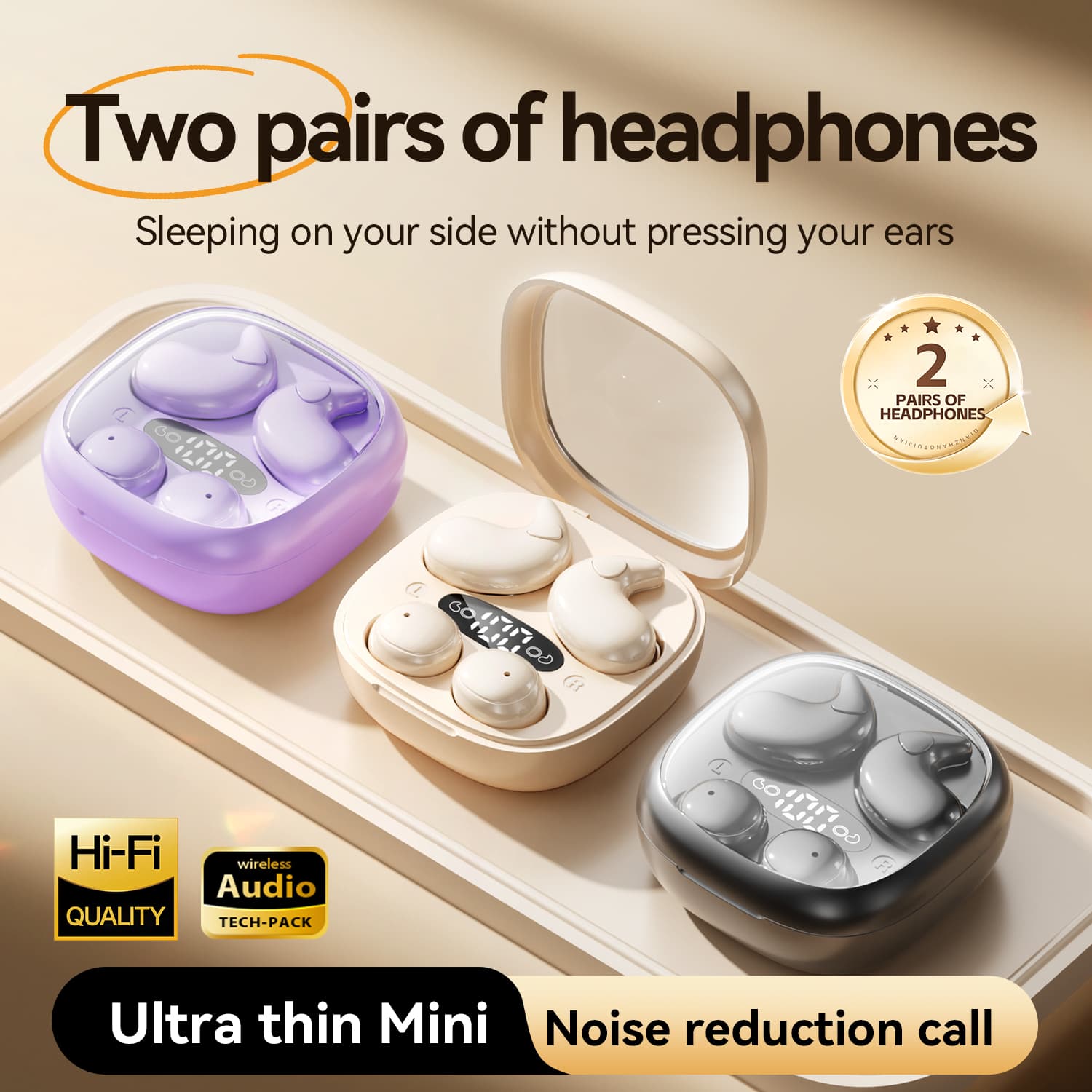 SPRISE M126 Fones de ouvido com cancelamento de ruído, fones de ouvido sem fio Bluetooth, som estéreo 3D, fones de