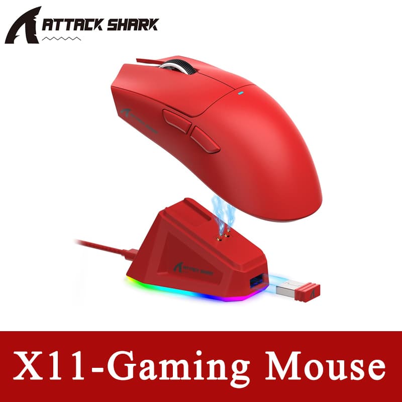 Mouse Sem Fio Attack Shark X11 Modo Triplo, Corpo Ultraleve, Mouse Gamer, Ótimo Presente para Amantes de Jogos
