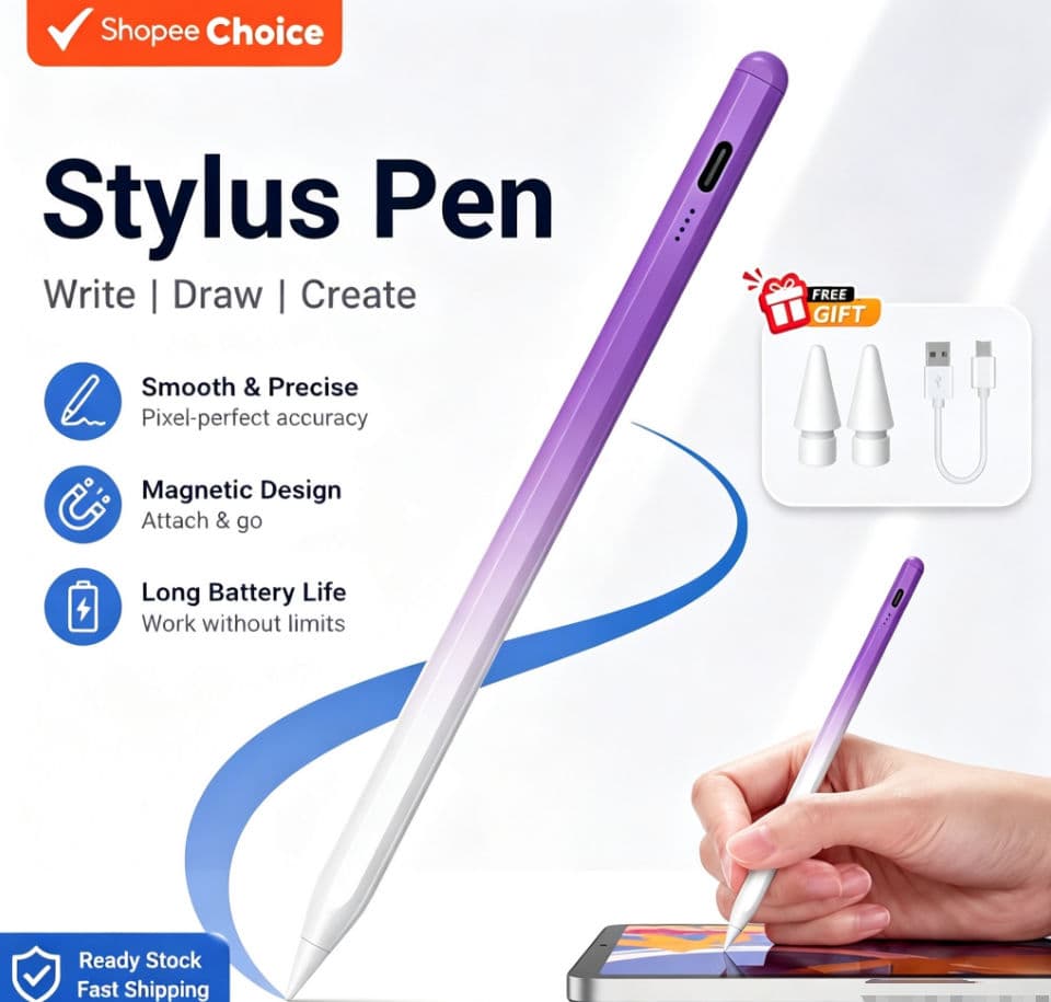 Caneta Stylus Dupla para Android e iOS, Lápis Touch, Compatível com Xiaomi, Huawei e Honor, para Tablets e Smartphones