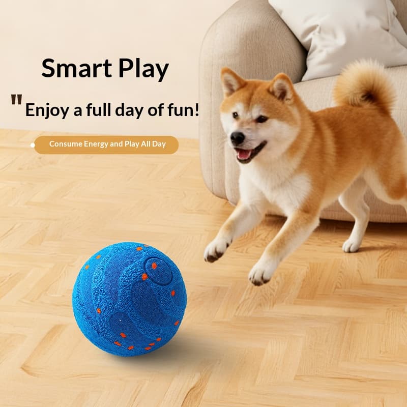 Bola Interativa Auto-rolante para Pet, 82mm Bola Inteligente para Limpeza de Dentes com Textura, Brinquedo para Cachorro