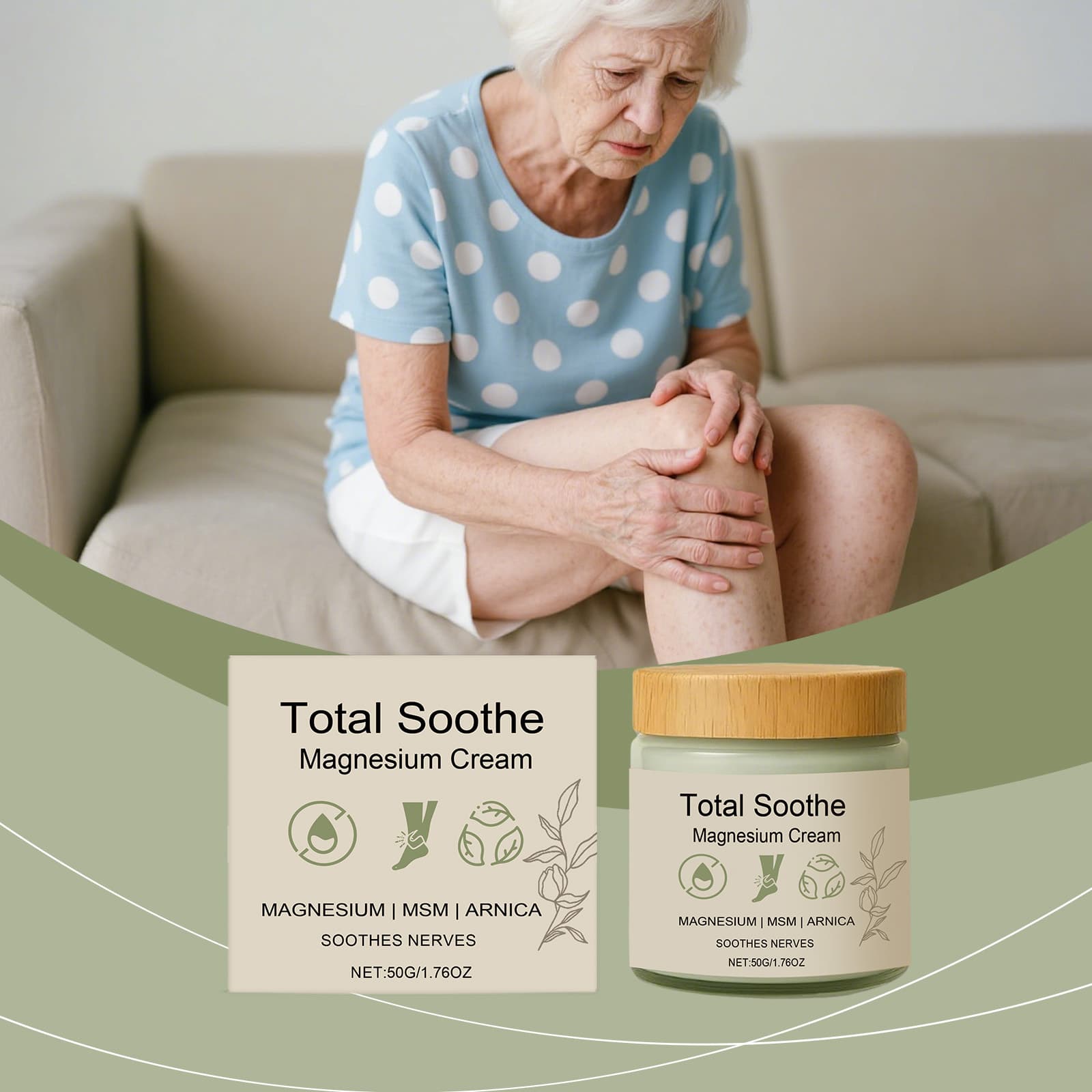 Creme Corporal Profissional de Magnésio 50g com Ginseng e Arnica | Creme Hidratante de Conforto Muscular | Hidratante
