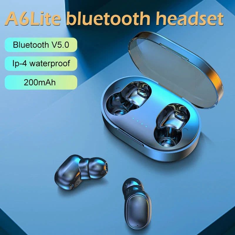 Fones de Ouvido A6S Sem Fio Bluetooth, Fones TWS 9D Estéreo HiFi, Headsets Esportivos, Redução de Ruído, Fones de Jogo