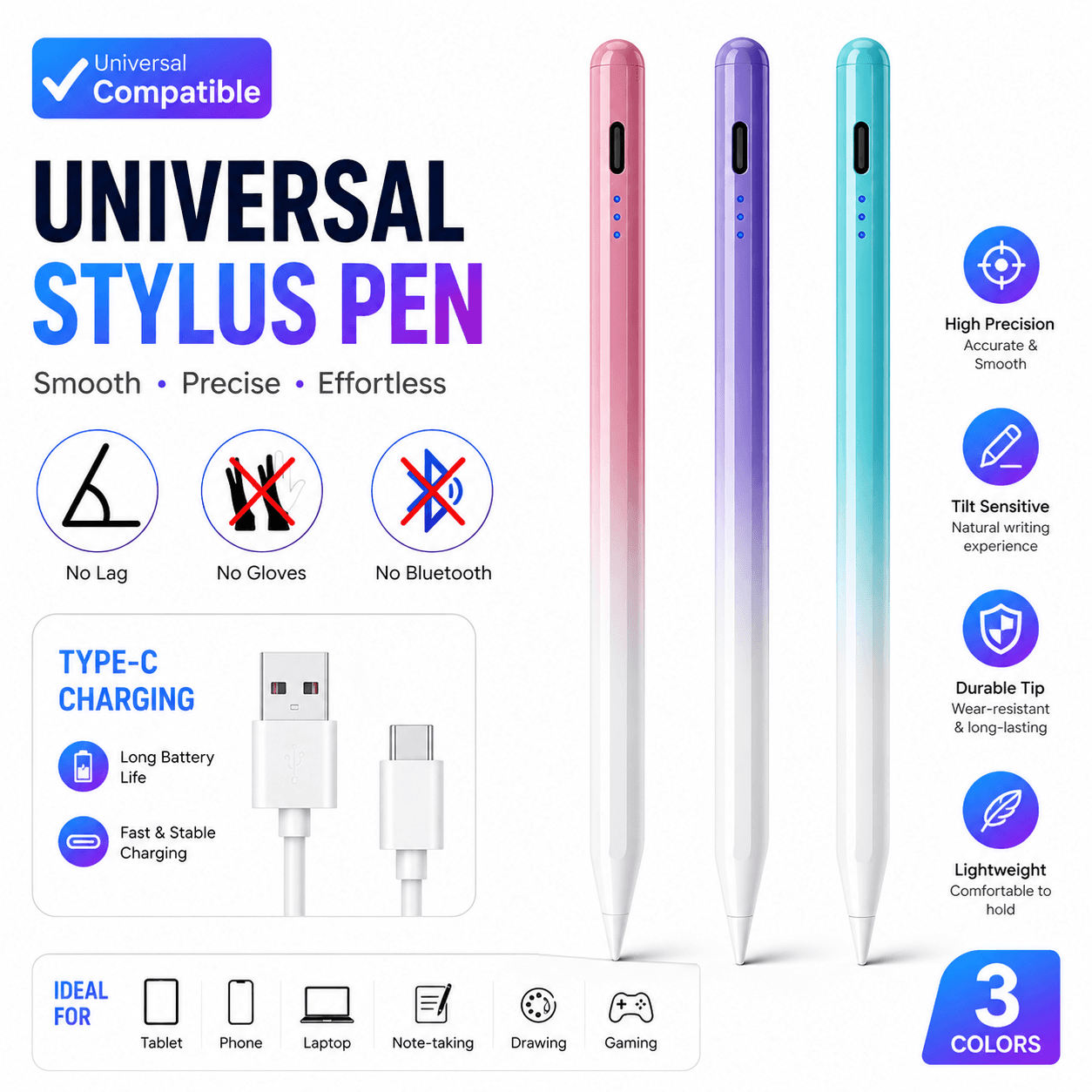 Caneta Stylus Universal Touch Screen Lápis Capacitor Escrita Desenho Inteligente Para iOS Android Windows Tablet Huawei 